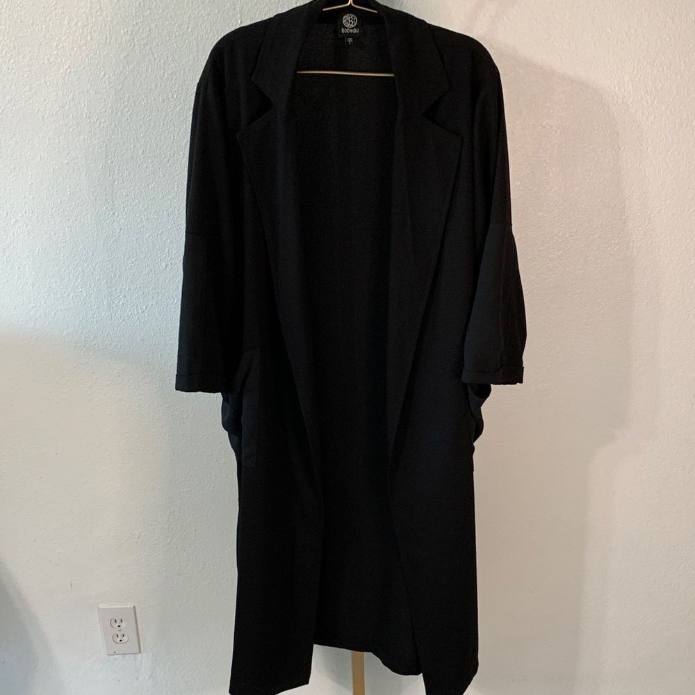 Bobeau Dark Gray Open Front duster- Large